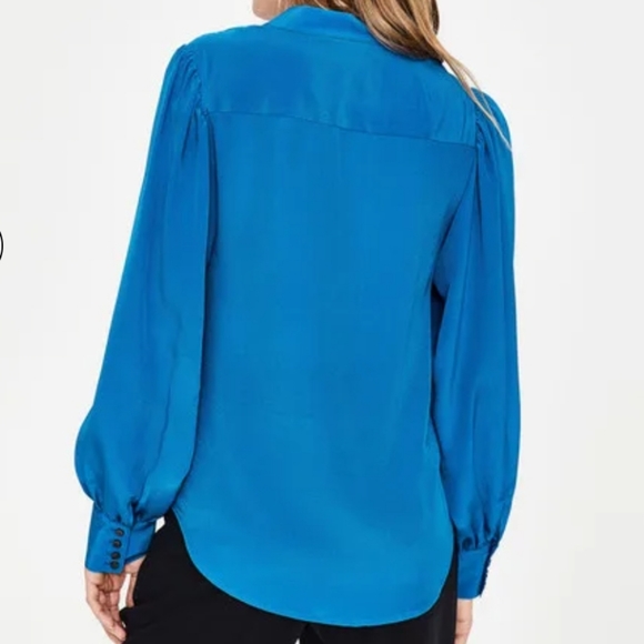 Boden Blouson Sleeve Silk Shirt- cyan - Picture 3 of 12